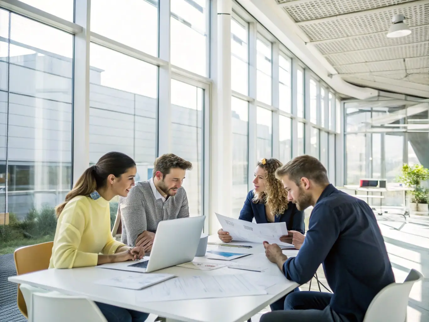 A diverse team of professionals collaborating in a boardroom, facilitated by a DirectorStack coach, focusing on improving team dynamics and communication strategies.